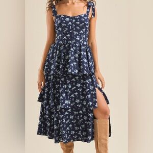 Floral Navy Blue Dress